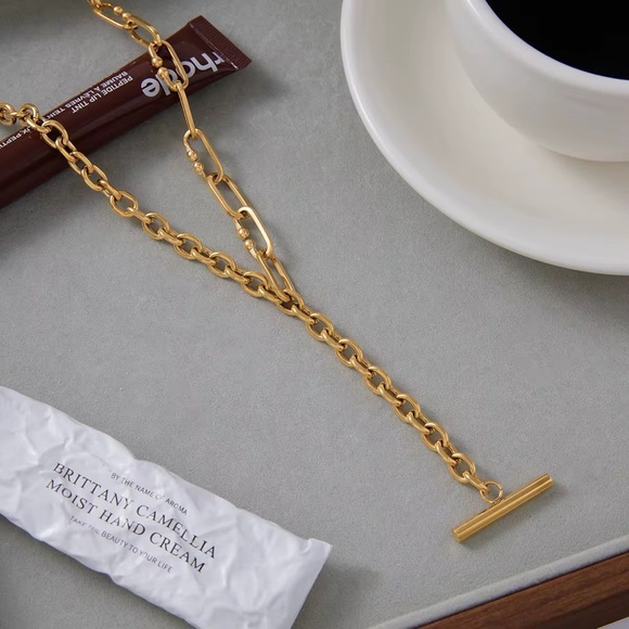 18K Gold Plated Y Chunky Chain Necklace - Picture 6 of 8